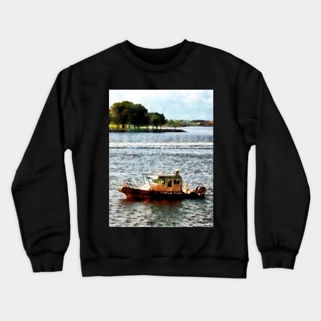 Norfolk VA - Police Boat Crewneck Sweatshirt by SusanSavad